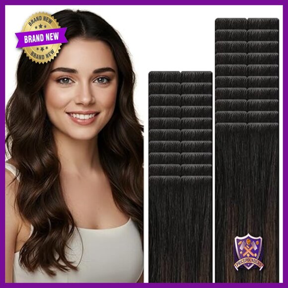 Human Hair Tape-In Extensions 16 Inch Straight Seamless Invisible PU Weft main image 5